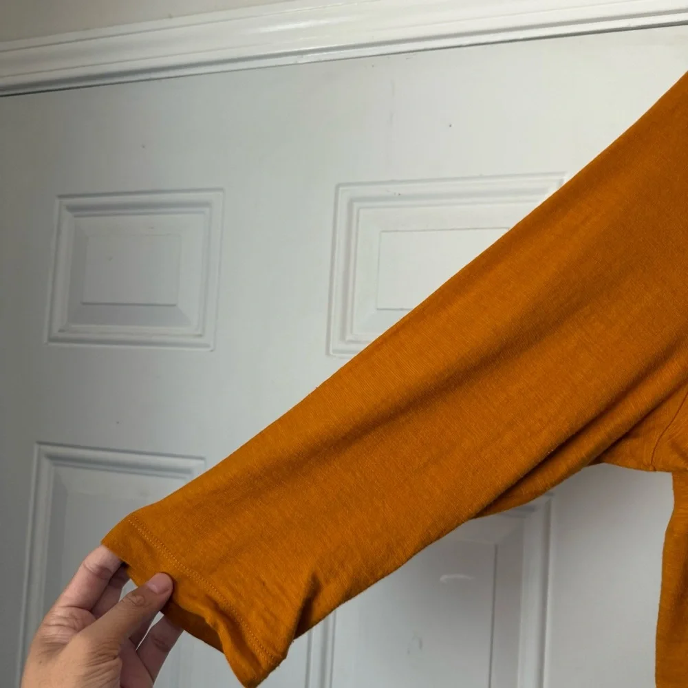 OSKA mustard marigold orange yellow slub cotton scoop long‎ sleeve tee